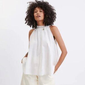 NWT MERSEA Endless Summer Top Size S/M White Lined Sleeveless Ruffle Blouse